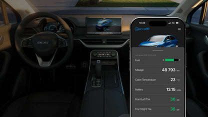 iDataGO app digital dashboard showing vehicle data