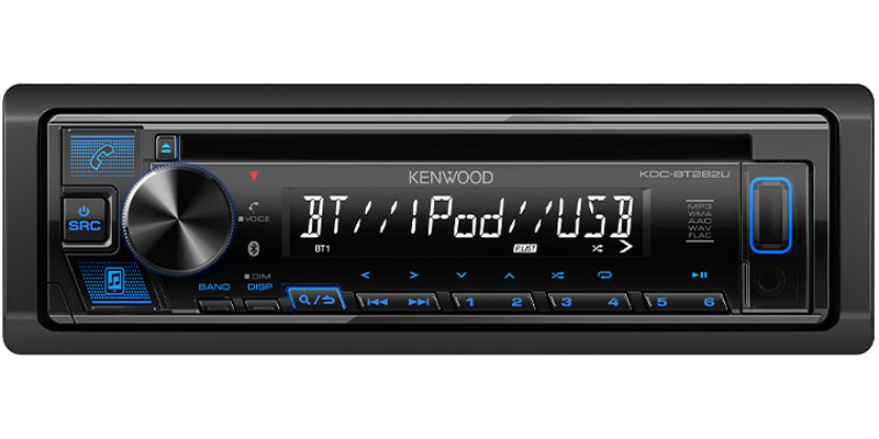 Kenwood KDC-BT282U CD Car Stereo, Bluetooth, 2.5 Volt RCA - Lockdown Security