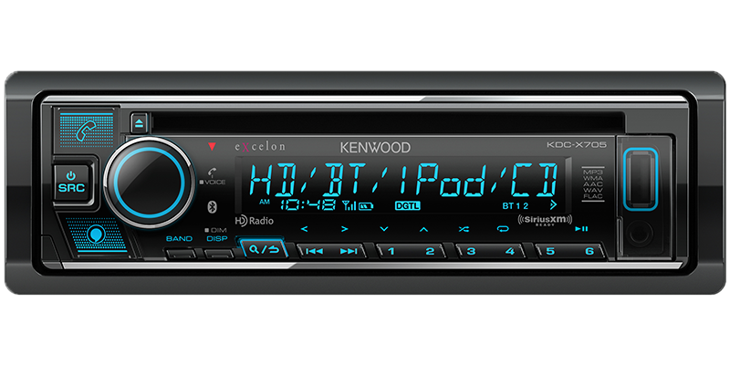Kenwood eXcelon KDC-X705 CD Car Stereo, Bluetooth, HD Radio, 5 Volt RCA, 2 Year Warranty - Lockdown Security