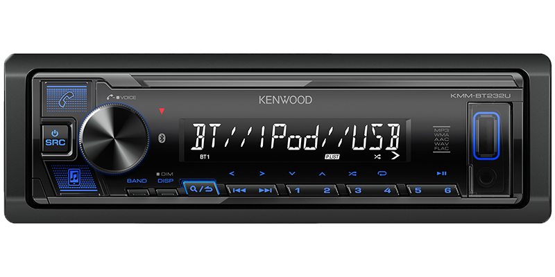 Kenwood KMM-BT232U Car Stereo, Bluetooth, Front USB, Blue Illumination, 2.5 Volt RCA - Lockdown Security