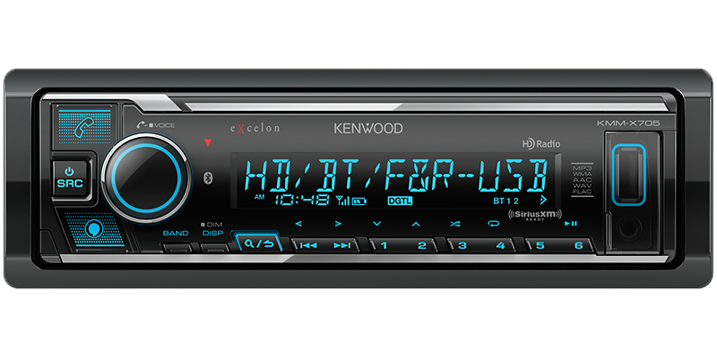 Kenwood eXcelon KMM-X705 Car Stereo, Bluetooth, HD Radio, Front & Rear USB, 5 Volt RCA, 2 Year Warranty - Lockdown Security