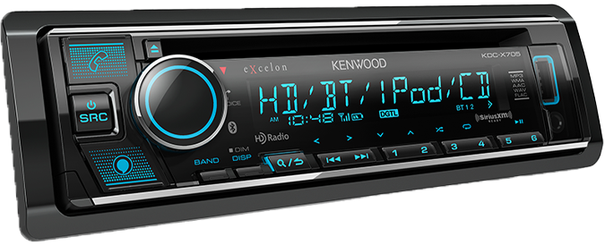 Kenwood eXcelon KDC-X705 CD Car Stereo, Bluetooth, HD Radio, 5 Volt RCA, 2 Year Warranty - Lockdown Security