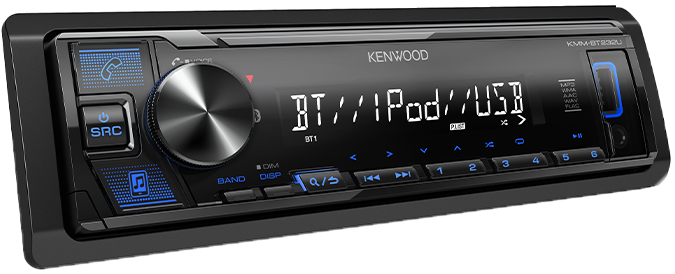 Kenwood KMM-BT232U Car Stereo, Bluetooth, Front USB, Blue Illumination, 2.5 Volt RCA - Lockdown Security