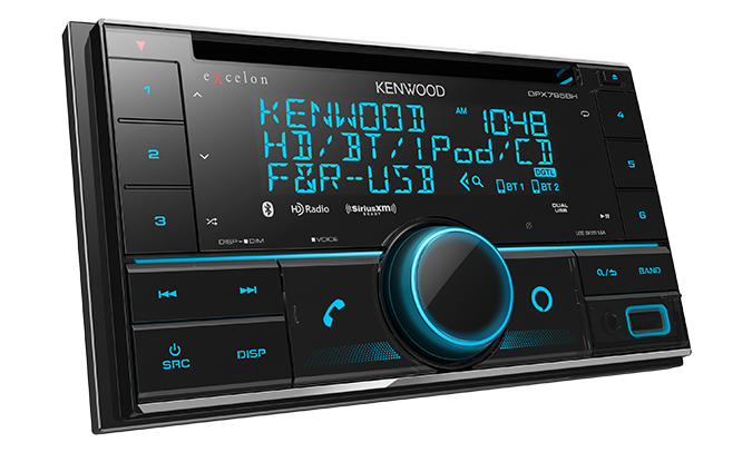 Kenwood eXcelon DPX795BH Double DIN CD Car Stereo, Bluetooth, HD Radio, Front & Rear USB, 5 Volt RCA, 2 Year Warranty - Lockdown Security