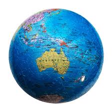 3D globe showing Australia and surrounding Pacific Ocean with detailed land features and oceanic patterns visible from space