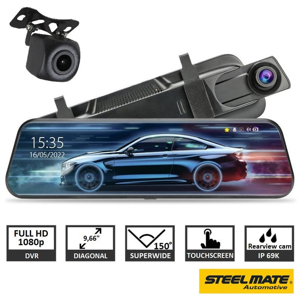 Steelmate M700 Mirror Dash Camera, 1080p+1080p @ 30fps, Touchscreen with fast shipping and professional installation.