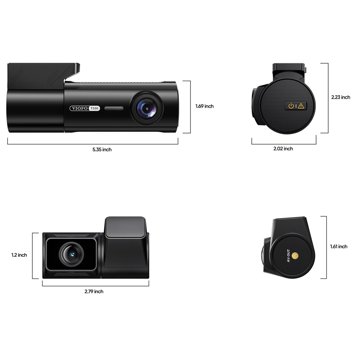 Viofo T330 2CH camera dimensions