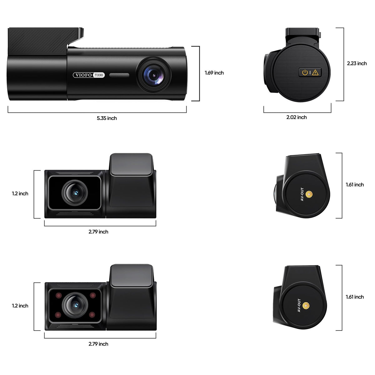 Viofo T330 3CH camera dimensions