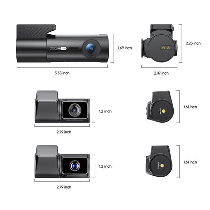Viofo T340 4CH camera dimensions