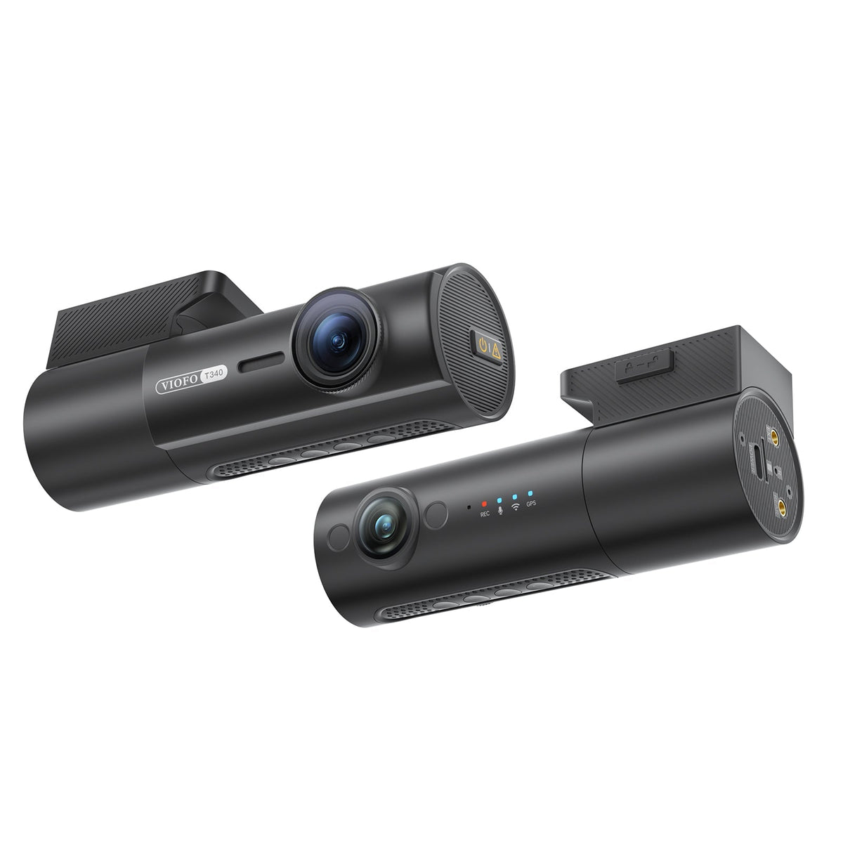 Viofo T340 main unit showing the front lens and the built-in infrared cabin lens