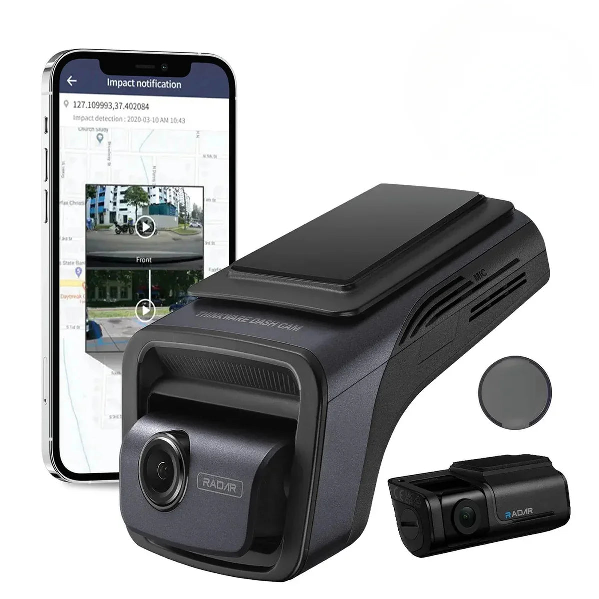 Thinkware U3000PRODO "Concierge" Dash Camera Package, Includes Thinkware TWA-LTE Connectivity Module, 512GB MicroSD Card, and Thinkware iVolt-XTRA BAB-95 Dashcam Battery