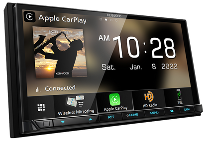 Kenwood Excelon DMX908S Multimedia Receiver, 7", Wireless CarPlay & Android Auto, HDMi, Maestro, HD Radio, 5 Volt RCA, 2 Year Warranty with professional installation and fast shipping from Connected Car Experts