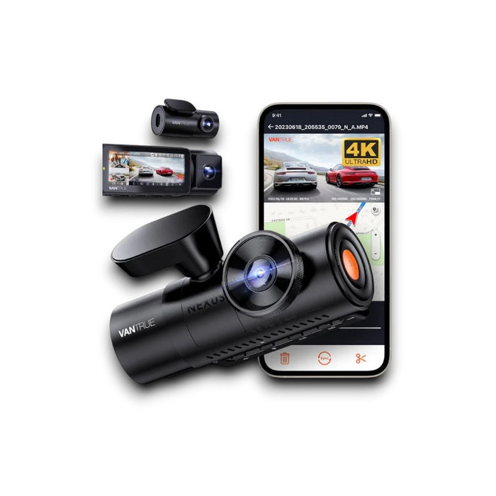 Vantrue N4 Pro S Dash Camera, 4K+1080p+2K @ 30fps, WiFi, LCD Screen, GPS, Cloud