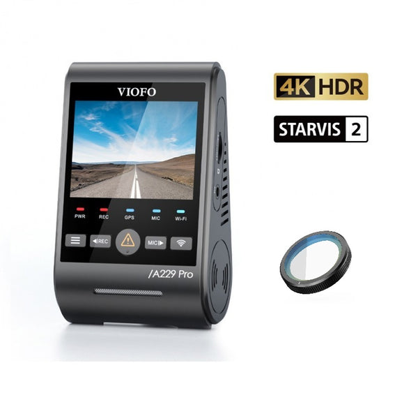 Viofo A229 Pro 1CH Dash Camera, 4K @ 30fps, WiFi, GPS with 4K HDR and STARVIS 2 sensor, fast shipping and pro installation.