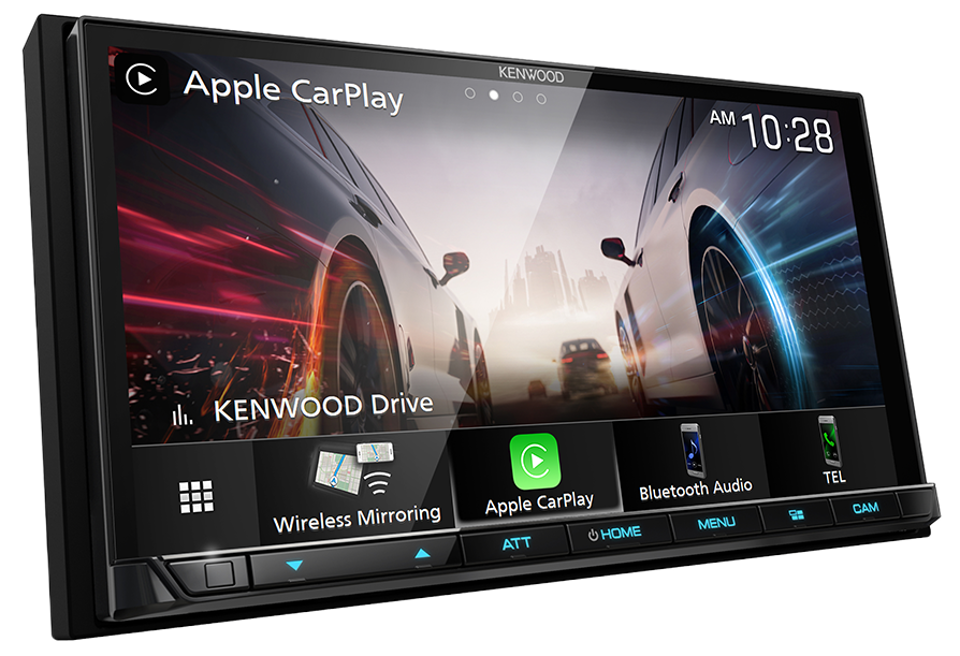 Kenwood DMX9708S Multimedia Receiver, 7", Wireless CarPlay & Android Auto, HDMi, Maestro, 4 Volt RCA, with fast shipping and professional installation.