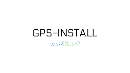 GPS Tracking Installation, GPS-Install logo with Lockdown Security branding highlighting professional installation and fast shipping services.