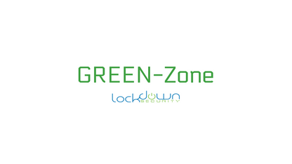 GREEN-Zone On-Site Fee logo with Lockdown Security branding highlighting Professional Installation and Fast Shipping services.