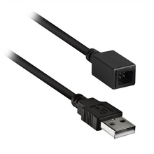 Axxess AXUSB-SUB2 USB Retention Harness cable showing male and female USB connectors with professional installation support.