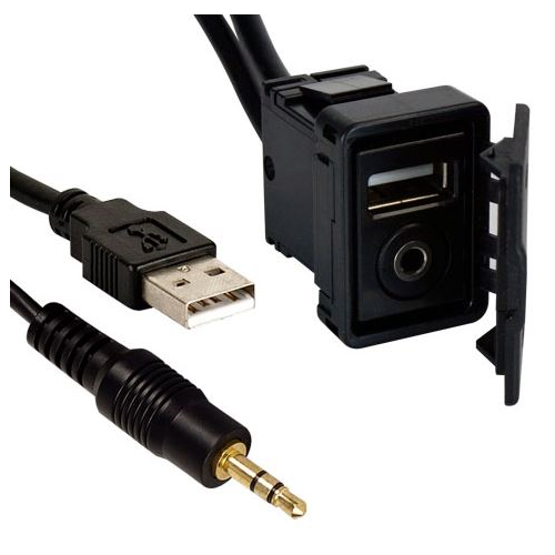 Axxess AXUSB35-SKT Flush Mount USB and 3.5mm Extension Cable with Port | Works with Apple CarPlay & Android Auto, Fast Shipping