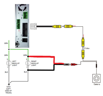 Wiring diagram for Acura TSX 2004 - 2008 Back Up Camera Kit ⭕ Must have DVD ROM Drive with 2 x Green Connectors with professional installation.