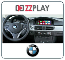 BMW dashboard with steering wheel and screen showing CarPlay interface for ZZ-2 IT3-CIC Wireless CarPlay and Android Auto Interface ⭕ Fits CIC Radio connected Car experts