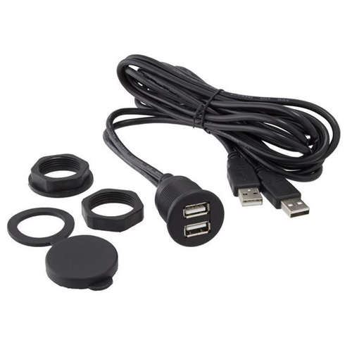 Axxess AX2USB | AX-DUALUSB Dual USB Round Port Extension Cable | Works with Apple CarPlay & Android Auto - Lockdown Security