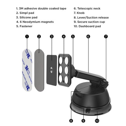 Mighty Mount M3540W Simpl Touch - Magnetic Dash & Windshield Mount - Lockdown Security