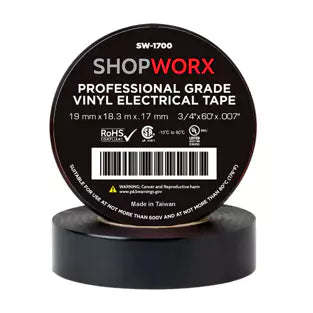 ShopWorx SW-1700 1700 Grade Electrical Tape | 3/4" | 60 Foot | 18.28 Meter Roll | 10 Pack with fast shipping and professional installation.